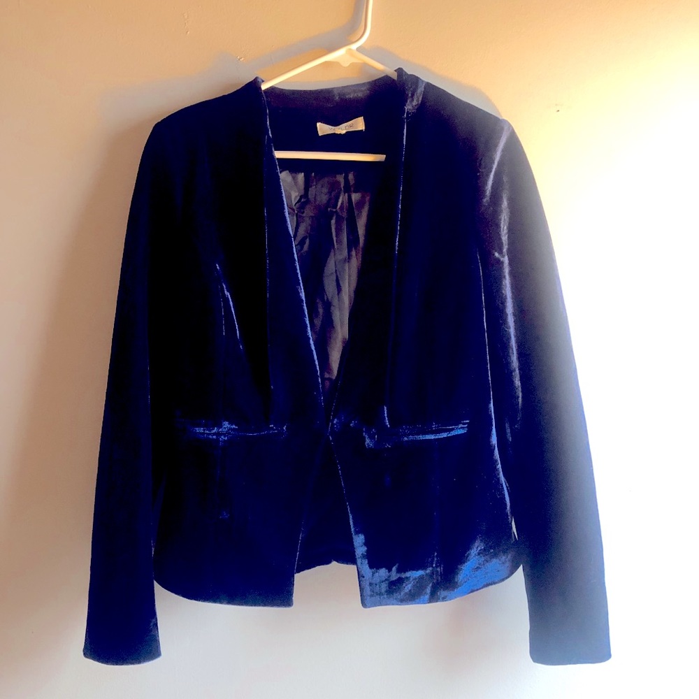 Classic Crushed Velvet Long Sleeve Single Button Blazer main image 1